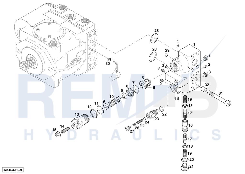 PRESSURE RELIEF- AND PURGE VALVE BLOCK SAE 3/4"