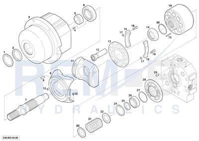 HOUSING, DRIVE SHAFT, CRADLE AND PORT PLATE