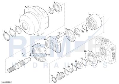 HOUSING, DRIVE SHAFT, CRADLE AND PORT PLATE