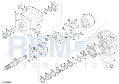 HOUSING, DRIVE SHAFT, CRADLE AND PORT PLATE (PUMP 