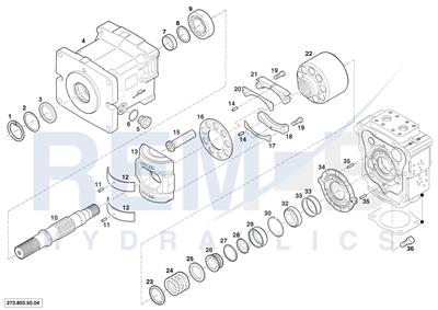 HOUSING, DRIVE SHAFT, CRADLE AND PORT PLATE (PUMP 