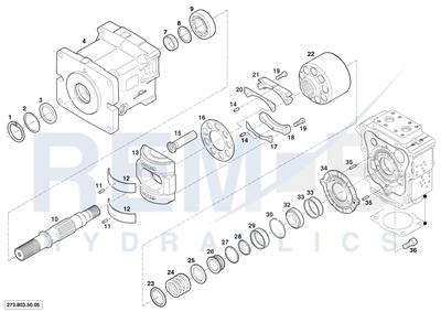 HOUSING, DRIVE SHAFT, CRADLE AND PORT PLATE (PUMP 