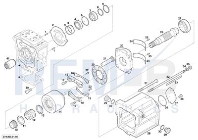 HOUSING, DRIVE SHAFT, CRADLE AND PORT PLATE (PUMP 