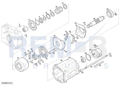 HOUSING, DRIVE SHAFT, CRADLE AND PORT PLATE (PUMP 