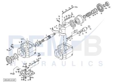 HOUSING, DRIVE SHAFT, CRADLE AND PORT PLATE (PUMP 