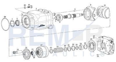 HOUSING, DRIVE SHAFT, CRADLE AND PORT PLATE (PUMP 