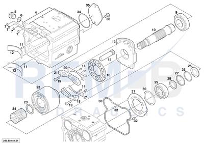 ROTARY GROUP AND HOUSING (MOTOR 2)