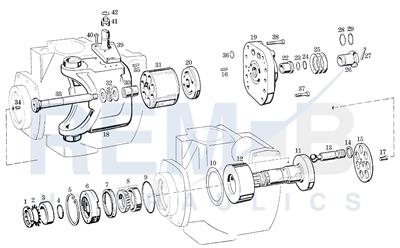 DRIVE SHAFT, PORT PLATE AND PUMP HOUSING