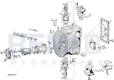 COVER HOUSING, MOUNTING FLANGE, GEAR PUMP AND HOUS