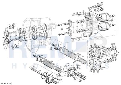 DRIVE SHAFT, PORT PLATE, DOUBLE PUMP HOUSING AND R