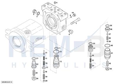 REAR COVER AND PRESSURE CONTROL VALVE VD20-02/VD20