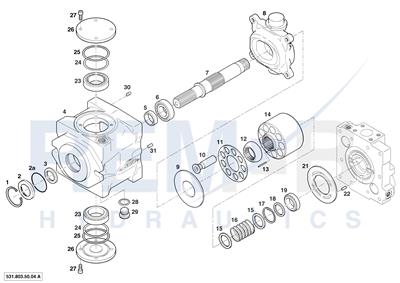 HOUSING, DRIVE SHAFT, CRADLE AND PORT PLATE